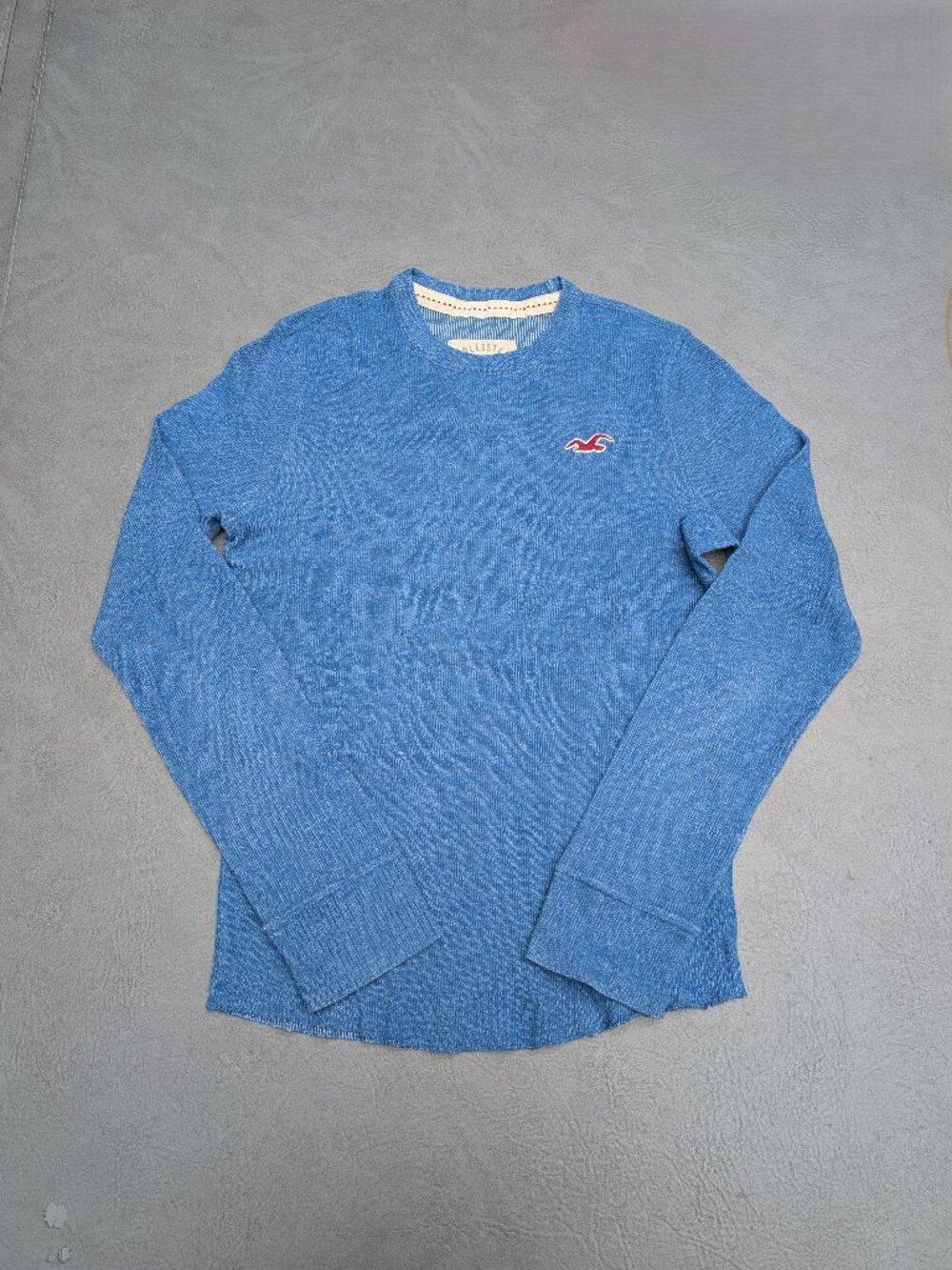 Hollister California Ribbed Knit Thermal Long Sleeve Crewneck Blue S